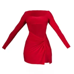 Robe Très Moulante Découpée Rouge à Manches Longues Et Jupe Nouée -Jolie Vêtue Soldes Magasin dffe52b92016b0e8a98729af68069a42b23b3774 cnd0415 5