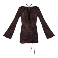 Robe Moulante Floquée Chocolat à Fronces Et Col Bénitier Détail Noué -Jolie Vêtue Soldes Magasin e0e4442ca619548971c0d1d1633e0e619b0bd293 cnb2635 5