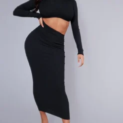 Shape Robe Longue Noire En Bandage Côtelé à Manches Longues Et Découpe 9 Shape Robe Longue Noire En Bandage Côtelé à Manches Longues Et Découpe -Jolie Vêtue Soldes Magasin e0e8c80a1b075f8759f015dfef5534189bc2bde7 cnc8769 3