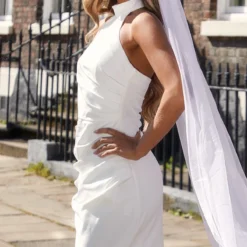 Robe Longue Drapée Blanche à Col Montant -Jolie Vêtue Soldes Magasin e0f80e80d0e7fbef5458b0d9a86e0bc1de403eb7 cnd9180 4