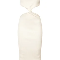 Robe Longue En Maille Tricot Crème à Devant Torsadé -Jolie Vêtue Soldes Magasin e12b3fb66524f9ac63db9d76b2a0ba20951f6c7b cmy9932 5