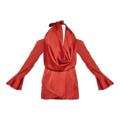 Robe Droite Satinée Rouille à Col Bénitier Et épaules Dénudées -Jolie Vêtue Soldes Magasin e19119cb20f5f451b2fb3f73f97722f769251baf cnd5829 5