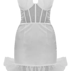 Robe Corset Moulante En Nylon Blanc à Bonnets Et Ourlet Volantés -Jolie Vêtue Soldes Magasin e1d000a73fa06e9ea1f40464ef2f8e467cb0b11b cnc7823 5