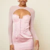 Robe Moulante Satinée Rose à Manches En Mesh Détail Crochets & Oeillets Et Dentelle -Jolie Vêtue Soldes Magasin e1eff6bd2b9c8e91ad7e45a1702809fc452ae926 cnd0375 1