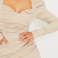 Robe Moulante Froncée à Manches Longues En Mesh Gris Pierre -Jolie Vêtue Soldes Magasin e1fdfeefc5e8b1ca1f25340533abf50c4d3c9696 cmr2780 5