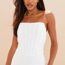 Robe Longue Texturée Blanche à Détail Corset -Jolie Vêtue Soldes Magasin e2c251f9ebf0565f2145c077aa93afda3474f7b4 cnd2048 4