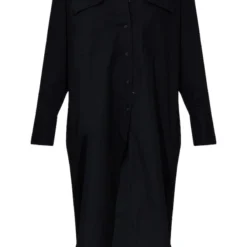 Robe Chemise Noire Mi-longue à Poches Et Ourlet Tombant -Jolie Vêtue Soldes Magasin e2d71e55ea9646078696c0f591fe02bb4f3c9166 cmt6143 6