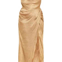 Plus Robe Longue Satinée Dorée à Col Bénitier -Jolie Vêtue Soldes Magasin e3018ddf3cb58a5c7d25b61c8d93645cb133db02 cne1843 5