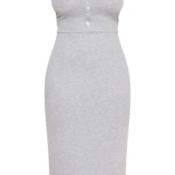 Logic Shape Robe Longue Gris Chiné Côtelée à Boutons -Jolie Vêtue Soldes Magasin e34f62471b5e912fd43912109a33c06132754252 cna2849 6