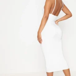 Shape - Robe Mi-longue Moulante à Contraste Blanche -Jolie Vêtue Soldes Magasin e37a0f0ee4eb25b85ce361d0530b922a3ebffa09 CLX5709 2