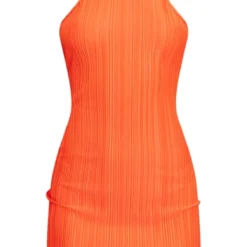 Robe Droite Plissée Orange à Dos Nu Et Col Montant -Jolie Vêtue Soldes Magasin e3a6b479485ece886fe325ae93a4e348ac21b3b4 cne9924 5