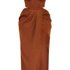 Plus Robe Longue Froncée Chocolat Deluxe à Détail Corset -Jolie Vêtue Soldes Magasin e4351c771b0992fc0134c3dd5addf6b27fb6f1ed cmu5484 6