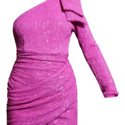 Robe Moulante Asymétrique Rose Vif à Sequins Et Détail Noeud -Jolie Vêtue Soldes Magasin e4b496f6a9c2234fef923de60cb0a7a1e4386ed3 cnb8006 5