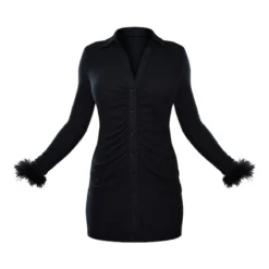 Robe Chemise Noire Froncée Côtelée Et Brossée à Manchettes à Plumes 11 Robe Chemise Noire Froncée Côtelée Et Brossée à Manchettes à Plumes -Jolie Vêtue Soldes Magasin e5341b0b4ea81c8c0e3d8b40f60190e9524e4ab5 cnb3605 5