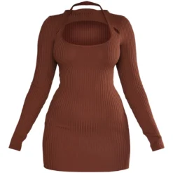 Robe En Maille Côtelée Chocolat Dos Nu à Manches Longues -Jolie Vêtue Soldes Magasin e53481ef906862af4e77cb9e032c56a73e905f44 cnb6391 5