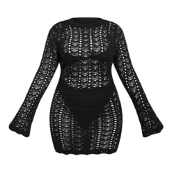 Plus Robe Noire En Crochet à Dos Nu -Jolie Vêtue Soldes Magasin e545bb572ec856a10dfff02edd595d88e085d3de cmr7079 6