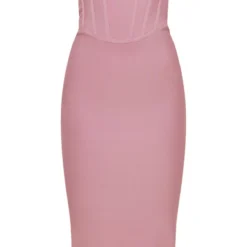 Robe Mi-longue Rose à Détail Corset Bandage -Jolie Vêtue Soldes Magasin e55bffbd6627a064cddb448cbf7316046ce1dd88 cnd1252 5