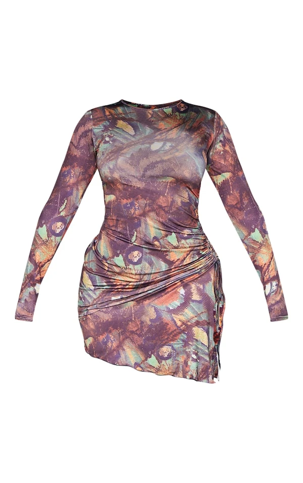 Logic Shape Robe Très Moulante Multicolore à Manches Longues Et Côtés Froncés 7 Logic Shape Robe Très Moulante Multicolore à Manches Longues Et Côtés Froncés – Image 5