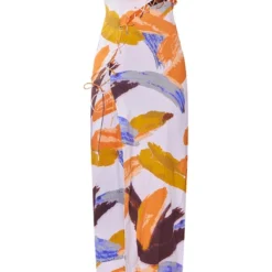 Robe Longue Blanche Imprimé Abstrait Effet Lin à Lacets Et Détail Oeillets -Jolie Vêtue Soldes Magasin e58c54e2d440f95197c4355b7cc61c2aa3f9ab7e cnd2251 5