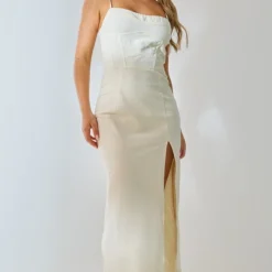 Robe Mi-longue Sable Fendue à Corset Et Bretelles Fines -Jolie Vêtue Soldes Magasin e5c402add0c41e021ab47ea374b1db2142c3a256 cnd4287 3