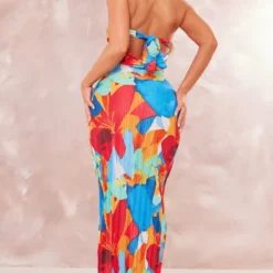 Logic Robe Bustier Longue Plissée Multicolore à Fleurs Abstraites Et Dos Bénitier -Jolie Vêtue Soldes Magasin e5e879bed0a8c87ac8e0e7107bce753ec8f655b1 cne8712 1
