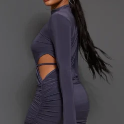 Robe Très Moulante Froncée Gris Anthracite à Dos Découpé Et Manches Longues -Jolie Vêtue Soldes Magasin e6040271e8788e4cc9f6b76fd6a8776d987471bc cnb9253 2