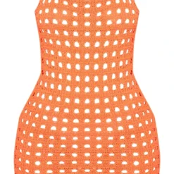 Petite Mini-robe En Maille Crochet Orange Brûlé à Bretelles -Jolie Vêtue Soldes Magasin e66e21921a5b070f6f6b2754bf08af092c4fe4ce cnf1316 5