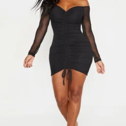 Shape Robe Moulante En Mesh Froncée Noir ébène -Jolie Vêtue Soldes Magasin e6b07ccb64bbfaa50942b30e14288cf6bbe88b24 CMY1046 3