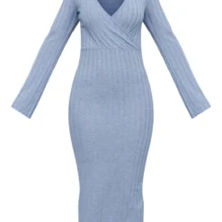 Robe Cache-coeur Mi-longue Côtelée Grise à Manches évasées -Jolie Vêtue Soldes Magasin e6b7e35b04baeea6c97cd5cf21de91d9e307c12c cnc1138 5