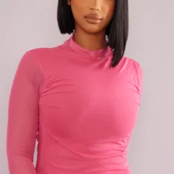 Shape Robe Moulante Rose Vif En Mesh à Col Haut -Jolie Vêtue Soldes Magasin e6d6490e50050fcf5447bb4a55ebe37e8543f910 cmy3307 5