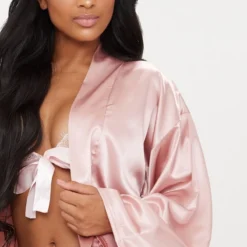 Robe De Chambre Satinée Rose Pâle -Jolie Vêtue Soldes Magasin e6dff819d005a3681d2d69148b27de5999c3d3b4 clv3760 6