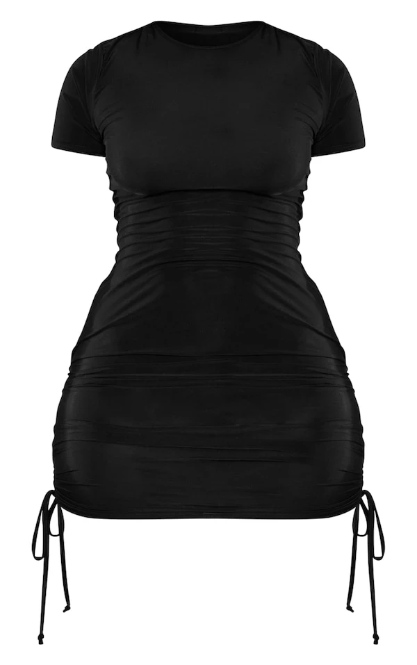 Logic Shape Robe Moulante Noire à Manches Courtes Et Côtés Froncés 7 Logic Shape Robe Moulante Noire à Manches Courtes Et Côtés Froncés – Image 5