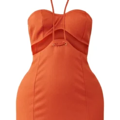 Robe Moulante Rouille Tissée Effet Lin à Bretelles Découpées -Jolie Vêtue Soldes Magasin e6f357c6528b454a980fa526fa26545d1e70736a cnd7654 5