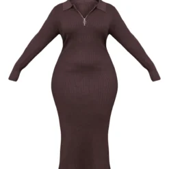 Plus Robe Longue Chocolat à Zip Détail Col -Jolie Vêtue Soldes Magasin e70414d95ad9d9f7178b5cf41648916d4d7c7773 cmz2496 5