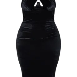 Plus Robe Mi-longue En Velours Noir Croisée Devant à Armatures -Jolie Vêtue Soldes Magasin e708d79cc2a1df39cf670bc17e6ccca10904c315 cmu1341 6