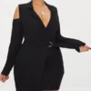 Plus - Robe Blazer Noire à épaules Dénudées Et Détail Anneau -Jolie Vêtue Soldes Magasin e72462b47c10356b1979e94ab18c7160bc48552e CLW3568 1