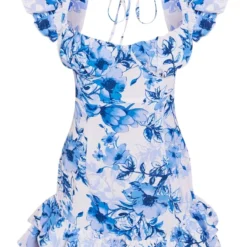 Robe Moulante Fleurie Bleue à Armatures Et Bretelles Volantées Dans Le Dos -Jolie Vêtue Soldes Magasin e742c0bdbf079839278322639117d34acad661d9 cne8486 5