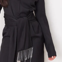 Tall Robe Blazer Noire Nouée à La Taille -Jolie Vêtue Soldes Magasin e7827c893e3647e93d7b5cb06c3c38c146ee6bf4 cnb6663 4