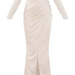 Robe Longue Champagne Fendue à Manches Longues Et Col Bardot -Jolie Vêtue Soldes Magasin e79e7cd7a37024740f680d16cda048cdf6556820 cnd9163 5