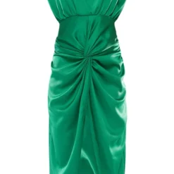 Robe Mi-longue Satinée Vert émeraude à Décolleté Plongeant Et Jupe Drapée -Jolie Vêtue Soldes Magasin e7c2ec05a7e384b3a667635ec15b9f007ce921ed cnb8712 5