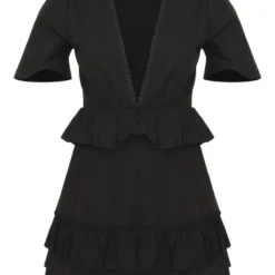 Robe Droite Noire à Jupe à étages Volantés Et Manches Courtes -Jolie Vêtue Soldes Magasin e7e0c7dd243df78c706da07377c5478c04ac0176 cnd6437 5