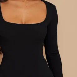 Petite Robe Côtelée Noire à Manches Longues Et Fente -Jolie Vêtue Soldes Magasin e826068ab5b42c290f9166e50ecb1da970cde7f7 cmw5878 5