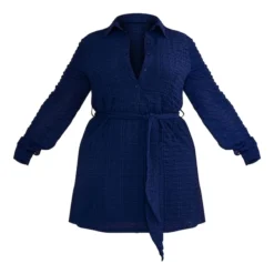 Plus Robe Chemise Texturée Bleu Marine à Nouer Sur La Taille -Jolie Vêtue Soldes Magasin e83a2bdda6f2bcbae99cb9ce7d942c2872723bce cnc7365 5