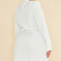 Plus Robe Blazer Plissée Blanche Drapée Devant -Jolie Vêtue Soldes Magasin e86ed8501b7d62c54ce2ff165f874959e603799b cnc9642 2