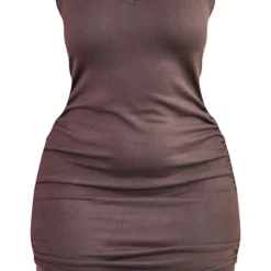 Plus Robe Dos Nu Col En V En Maille Chocolat à Fronces -Jolie Vêtue Soldes Magasin e89cab2c3c0a98b5fe0bae526a7a43e78fe78d0e cmw2985 6