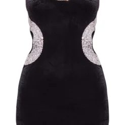 Robe Moulante En Velours Noir à Bordure Strassée Et Bretelles -Jolie Vêtue Soldes Magasin e8cc72a3034bbfdd4291abcd1af9d934697c47db cnb8023 5