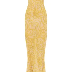 Robe Longue Jaune Imprimé Petites Fleurs à Dos Nu Et Bretelles -Jolie Vêtue Soldes Magasin e933d513123628abe752e3ae63557134435dd4e3 cne8555 5