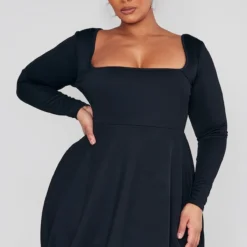 Plus Robe Bouffante Noire à Col Carré -Jolie Vêtue Soldes Magasin e942ec4357992a0959558ad9fb90a03c4537d876 cnc5167 3