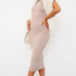 Robe Longue Côtelée Structurée Gris Pierre Détail Contours à Dos Nageur -Jolie Vêtue Soldes Magasin e9571e5059e3a316f5db405c98d11bbee46abcf9 cmz1762 3