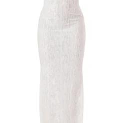 Robe Longue Bustier Texturée Blanche Métallisée à Dos Bénitier -Jolie Vêtue Soldes Magasin ea0241af5100d521aaf6273cae1ca9a516d3d97d cnd7639 5